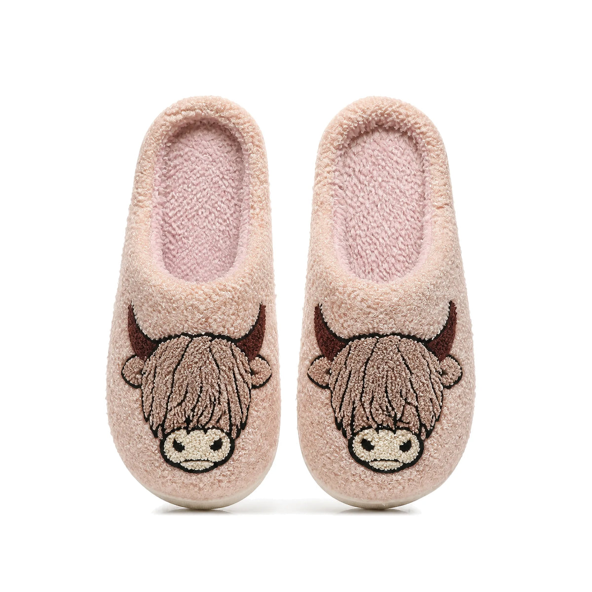 Chaussons Moumoute Vache Highland Bochausson vue de dessus de la paire