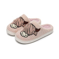 Chaussons Moumoute Vache Highland Bochausson vue trois-quarts de la paire