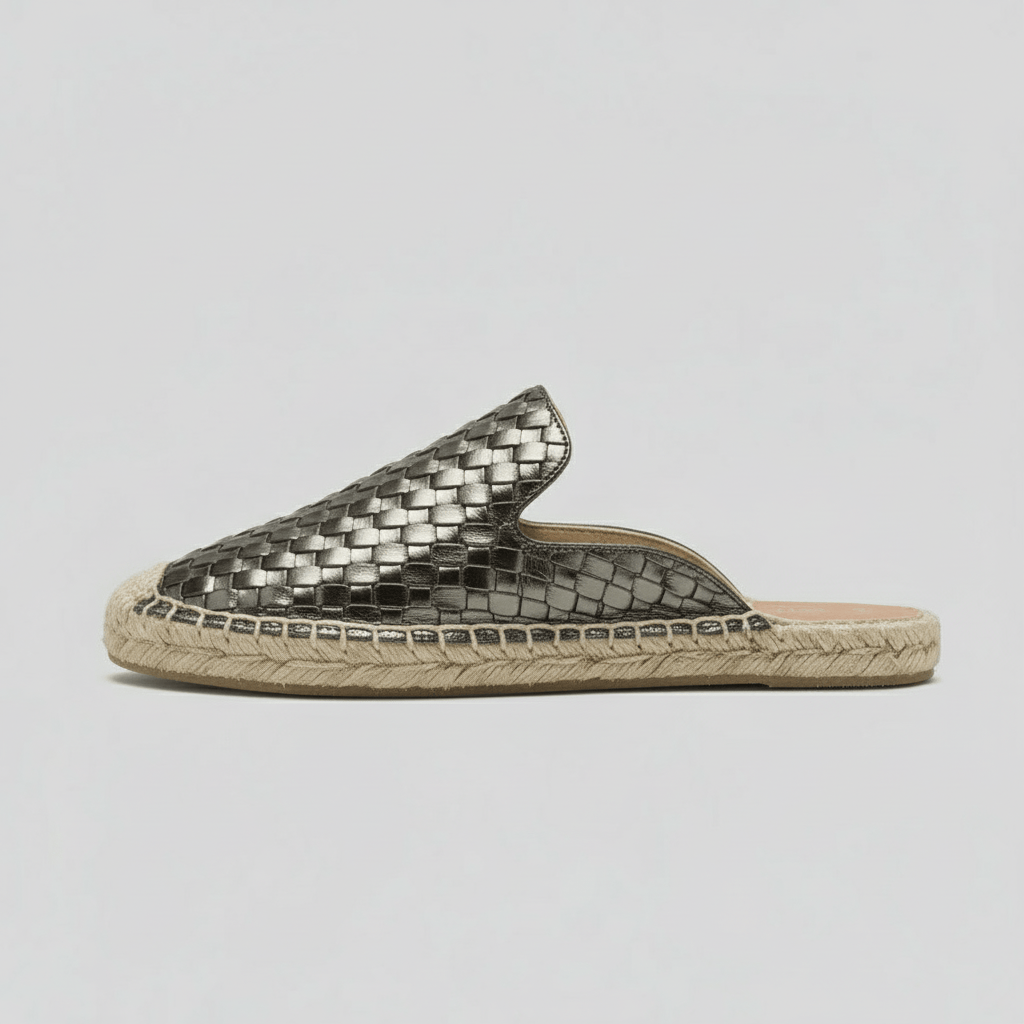 Chaussons Mules en Cuir pour Femme Argenté / 35