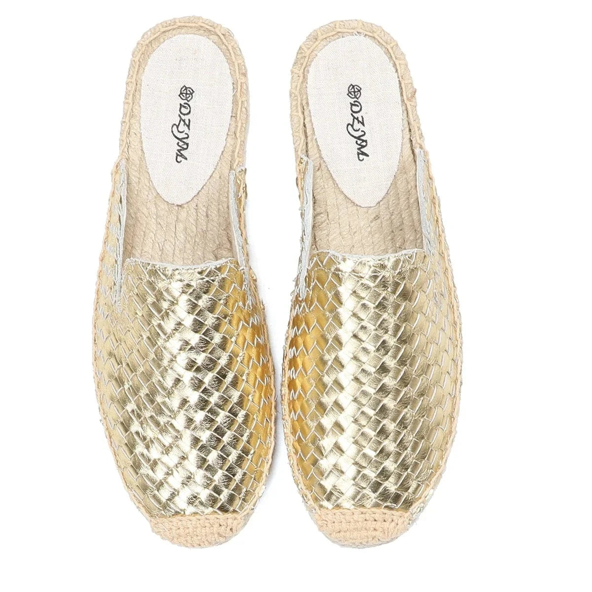 Chaussons Mules en Cuir pour Femme Doré / 35