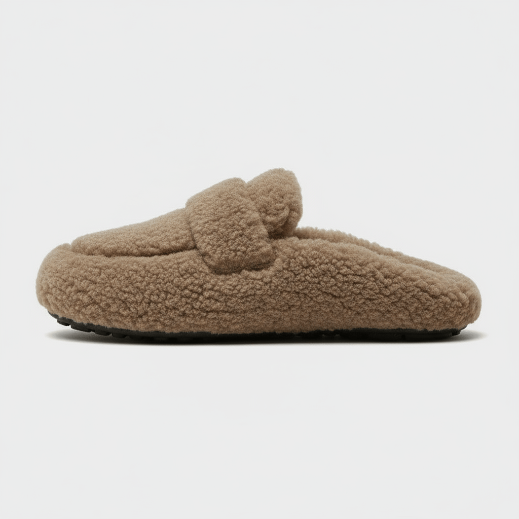 Chaussons Mules en Fourrure pour Femme Beige / 34