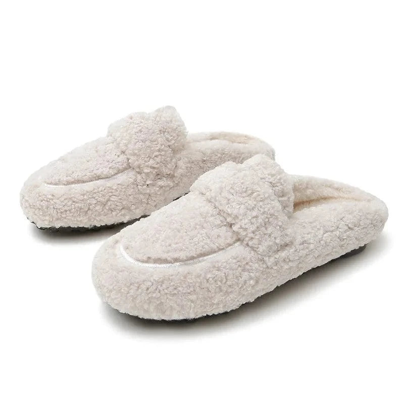 Chaussons Mules en Fourrure pour Femme Blanc / 34