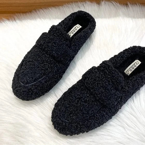 Chaussons Mules en Fourrure pour Femme Noir / 34
