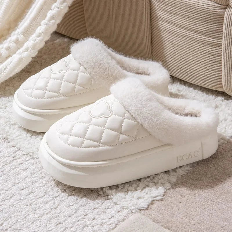 Chaussons Mules Fourrés pour Femme Blanc / 35-36