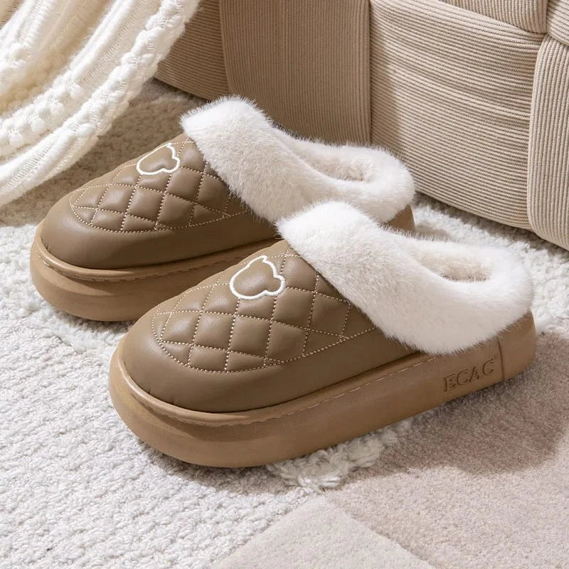 Chaussons Mules Fourrés pour Femme Marron clair / 35-36