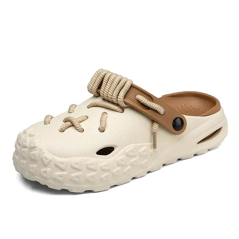 Chaussons Mules Sabots à Lacets - Eliot Beige / 38-39