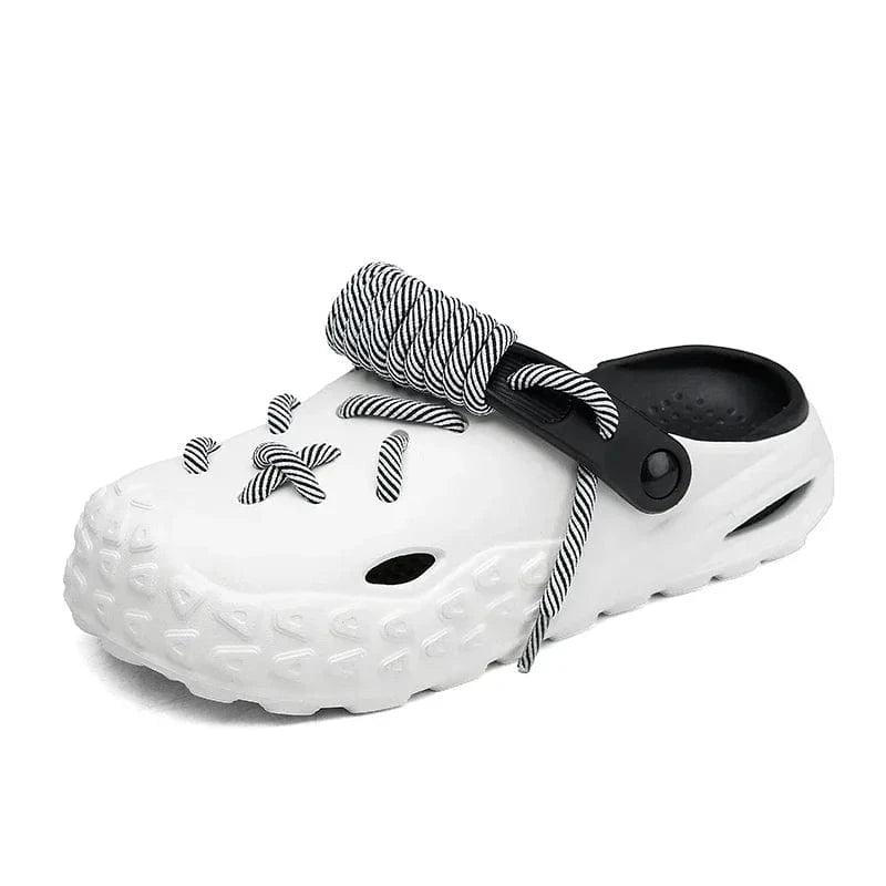 Chaussons Mules Sabots à Lacets - Eliot Blanc - Noir / 38-39