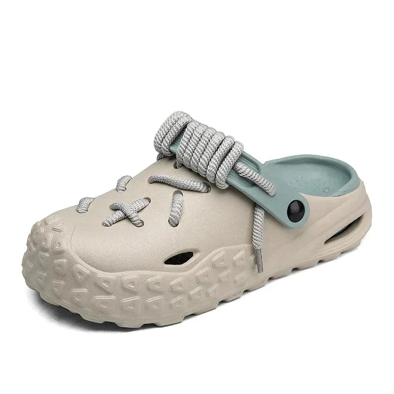 Chaussons Mules Sabots à Lacets - Eliot Gris - Bleu / 38-39