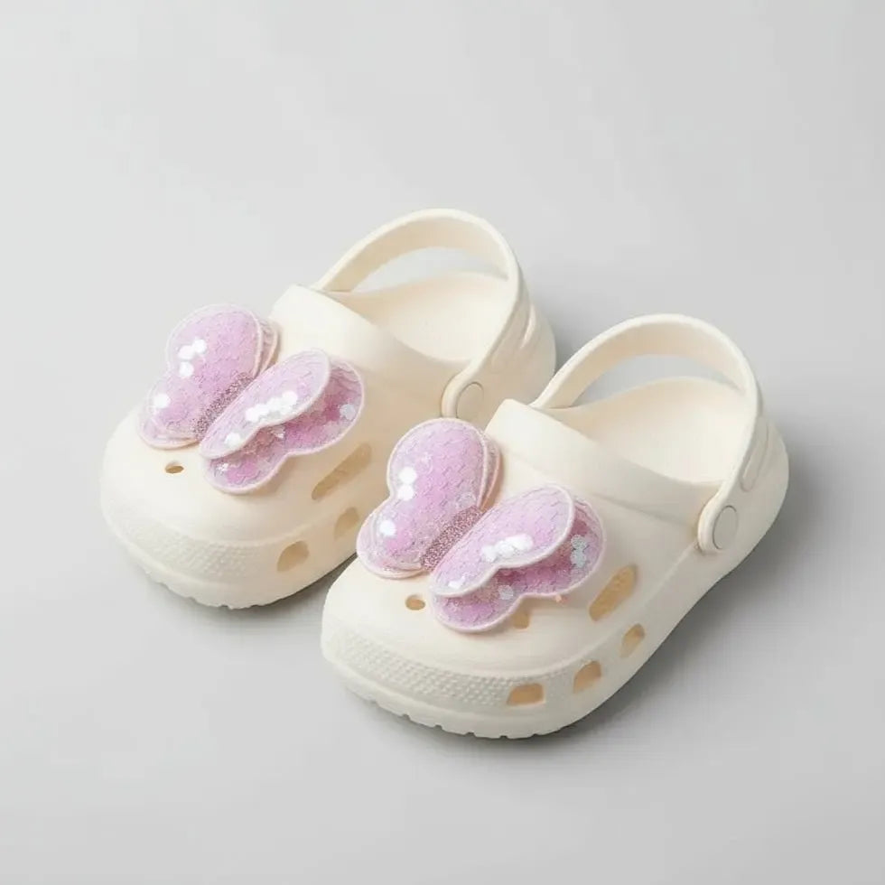 Chaussons Sabots à Papillon pour Enfants Blanc / 19-20