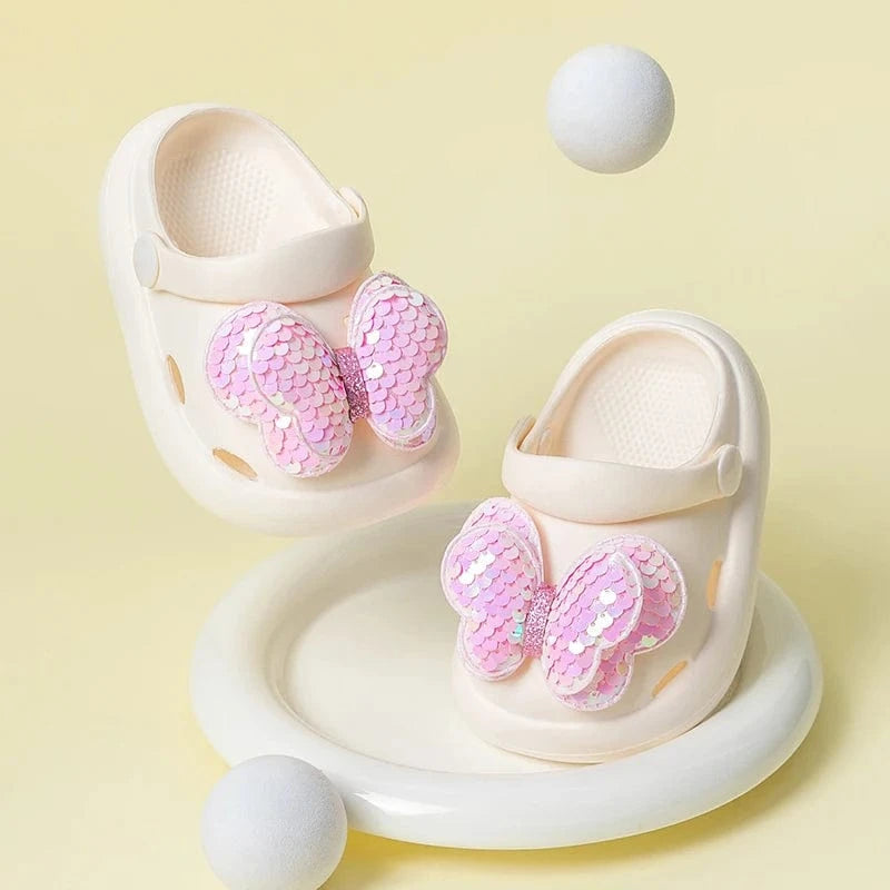 Chaussons Sabots à Papillon pour Enfants Blanc / 19-20