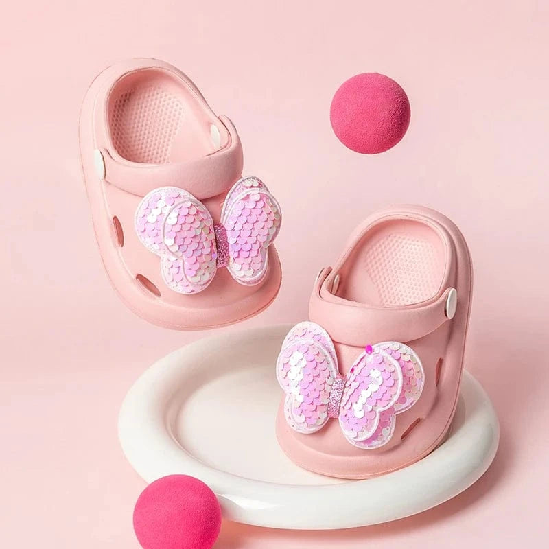 Chaussons Sabots à Papillon pour Enfants Rose / 19-20