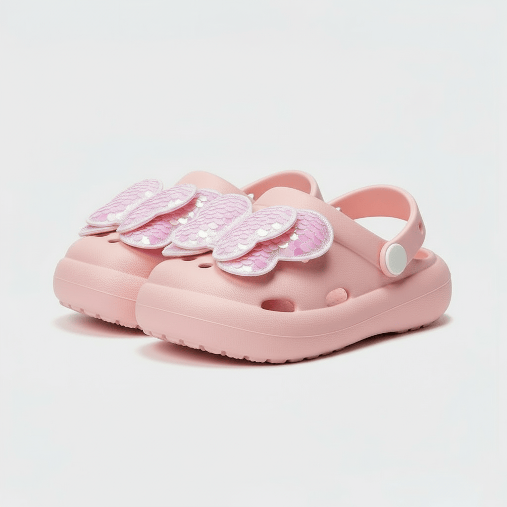 Chaussons Sabots à Papillon pour Enfants Rose / 19-20