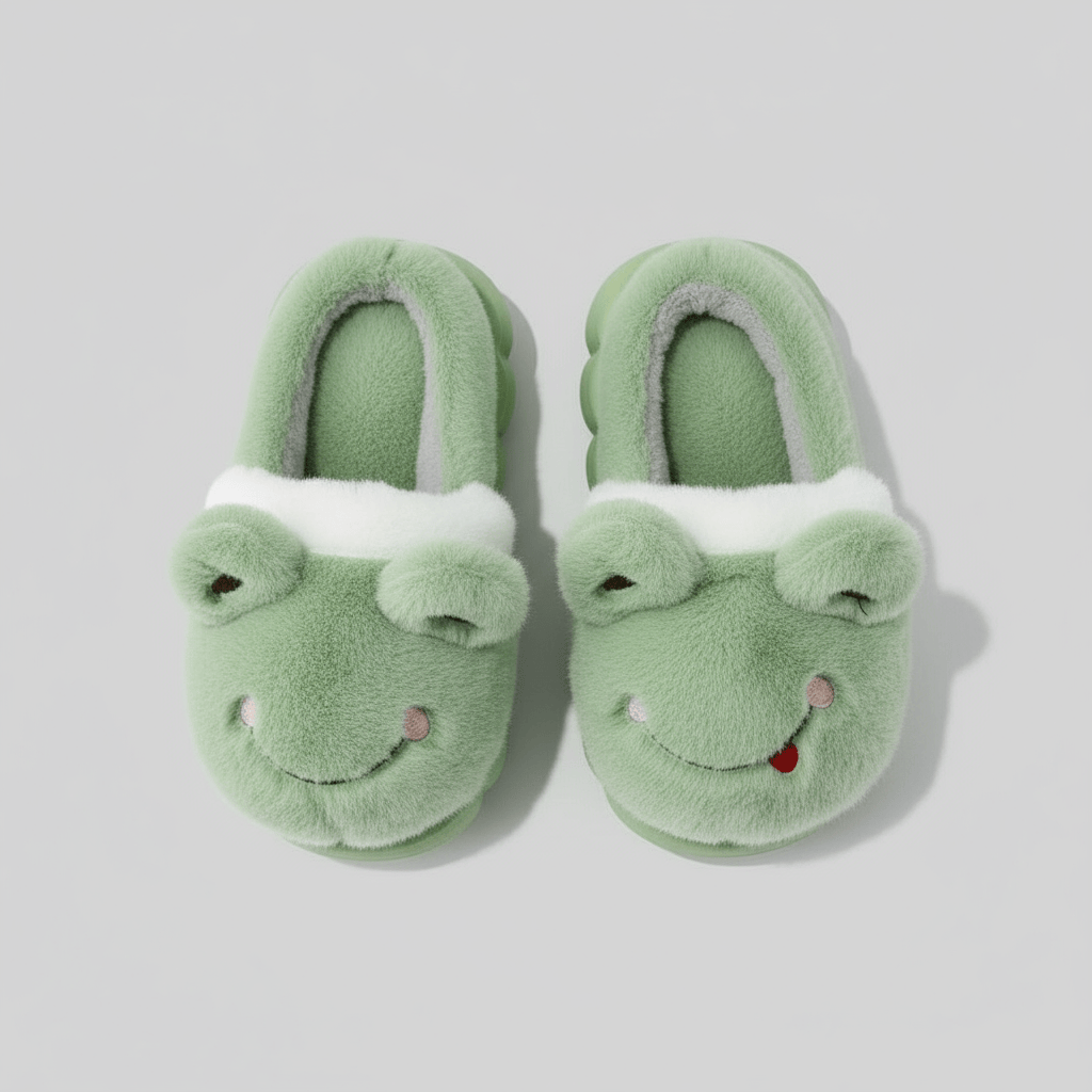 Chaussons Peluche Enfant Grenouille