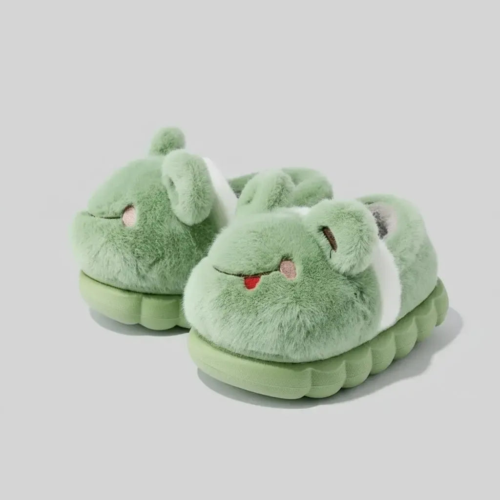 Chaussons Peluche Enfant Grenouille Vert / 21-22