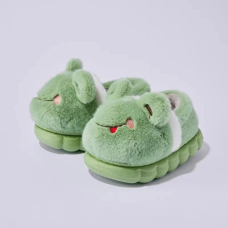 Chaussons Peluche Enfant Grenouille Vert / 21-22
