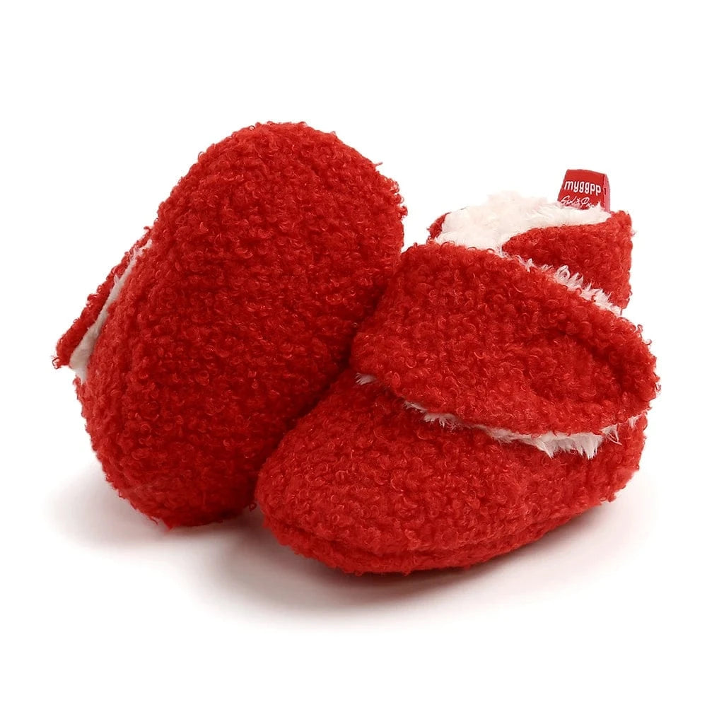Chaussons Bottines Fourrées Pour Bébé Rouge / 0 à 6 mois (17-18)