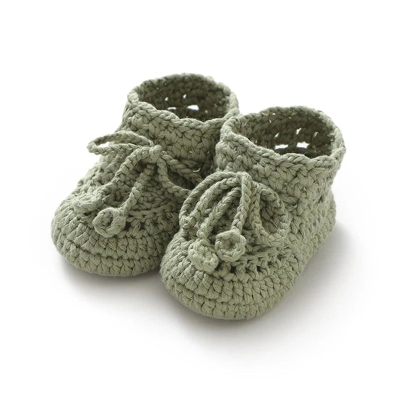 Chaussons pour Nouveau Né Vert olive / Prématuré ( 9 cm )