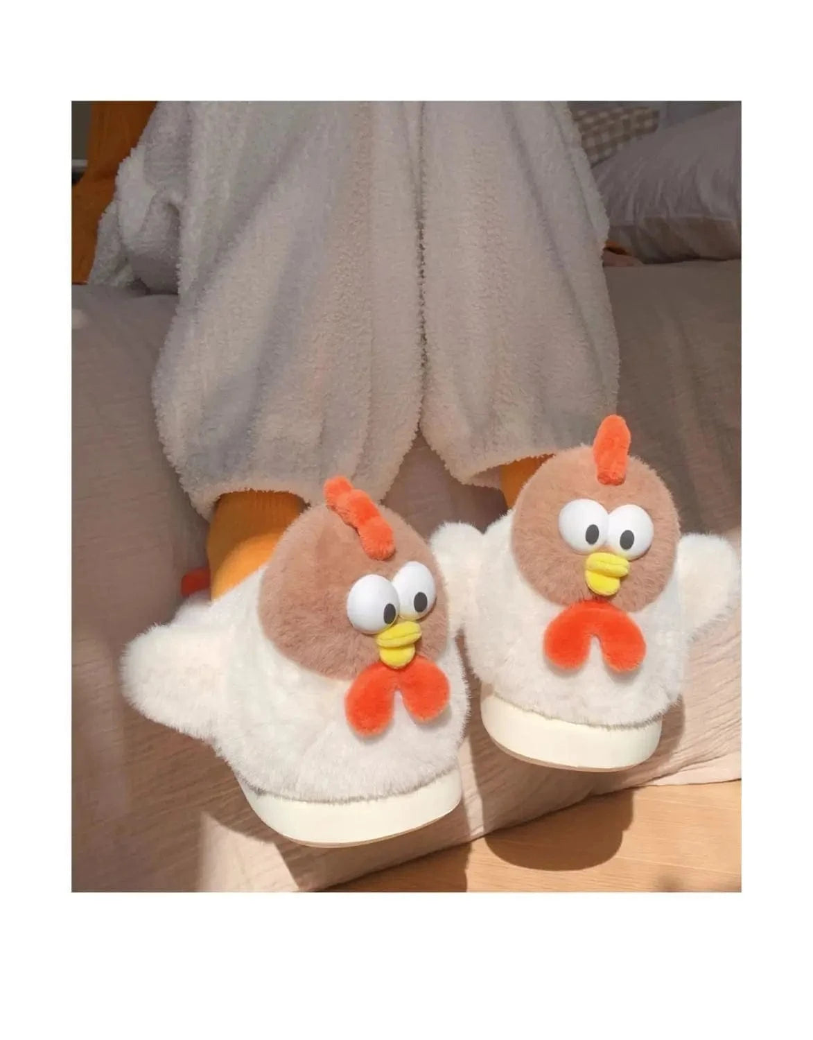 Chaussons Rigolos Poule pour Femme