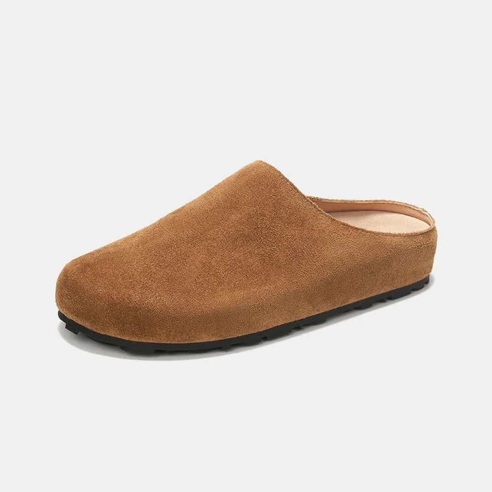 Chaussons Sabots en Cuir pour Femme Camel / 35