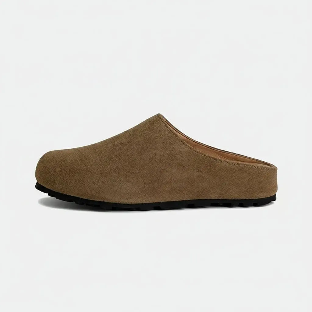 Chaussons Sabots en Cuir pour Femme Marron / 35