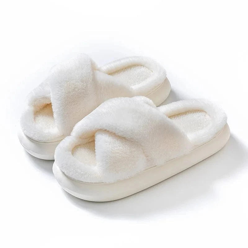 Chaussons Sandales en Fourrure Blanc / 35-36