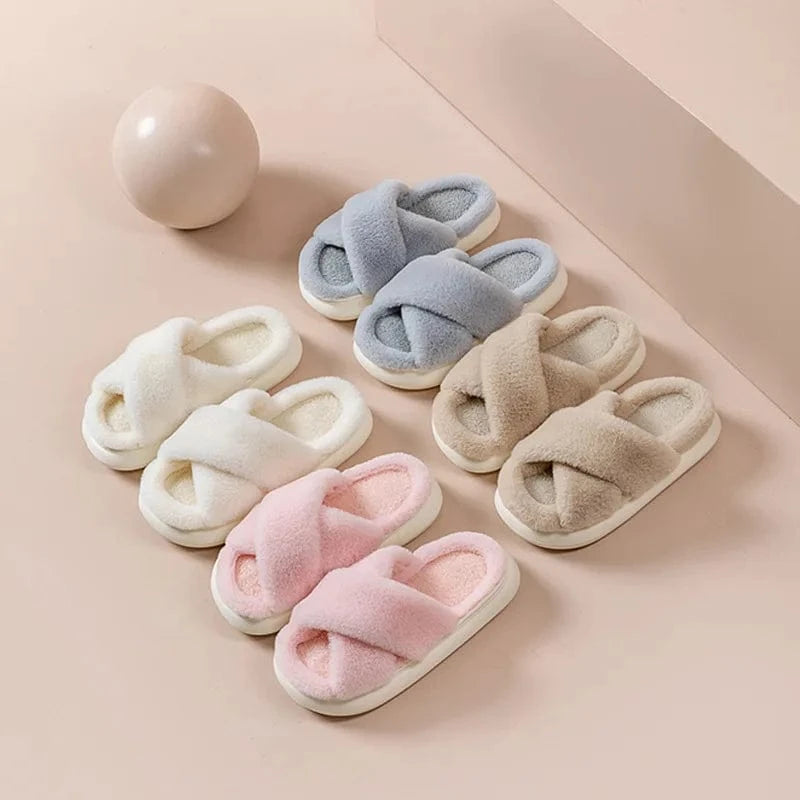 Chaussons Sandales en Fourrure Gris bleu / 35-36