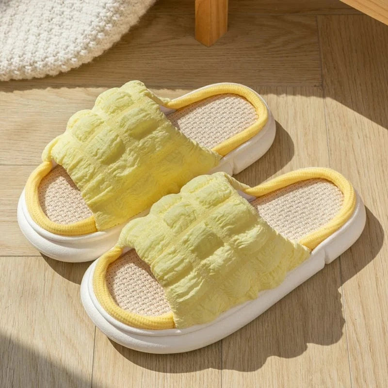Chaussons d'Été en Toile pour Femme Jaune / 35-36