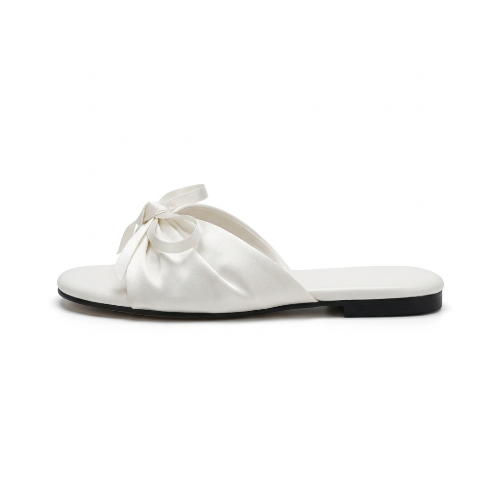 Chaussons tongs en satin pour femme Bochausson vue de dessus