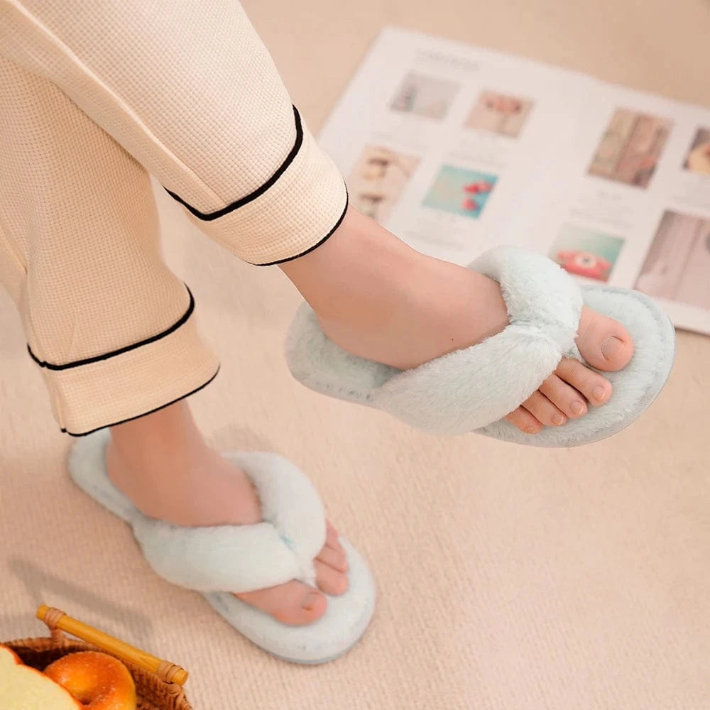 Chaussons Tongs en Fausse Fourrure