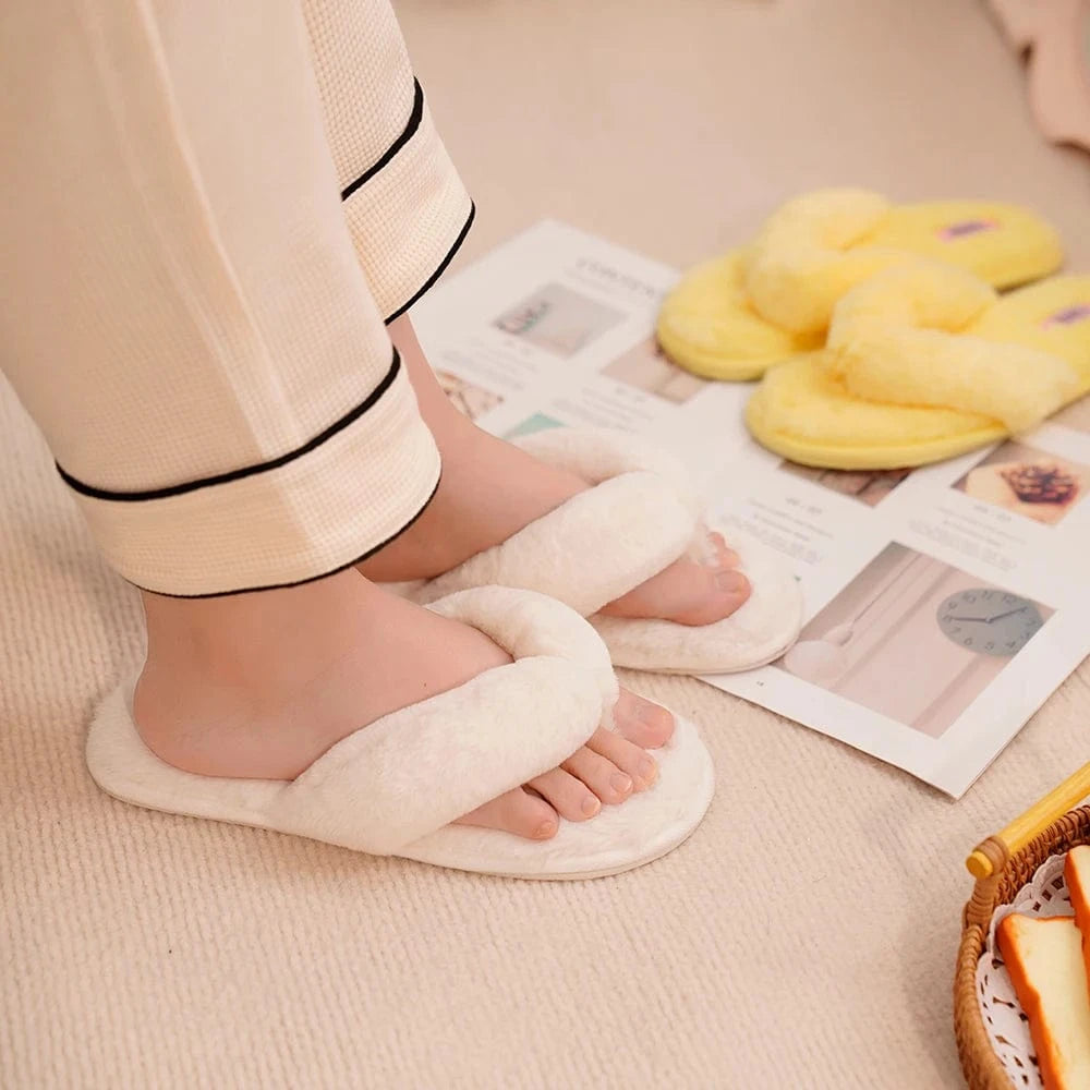 Chaussons Tongs en Fausse Fourrure