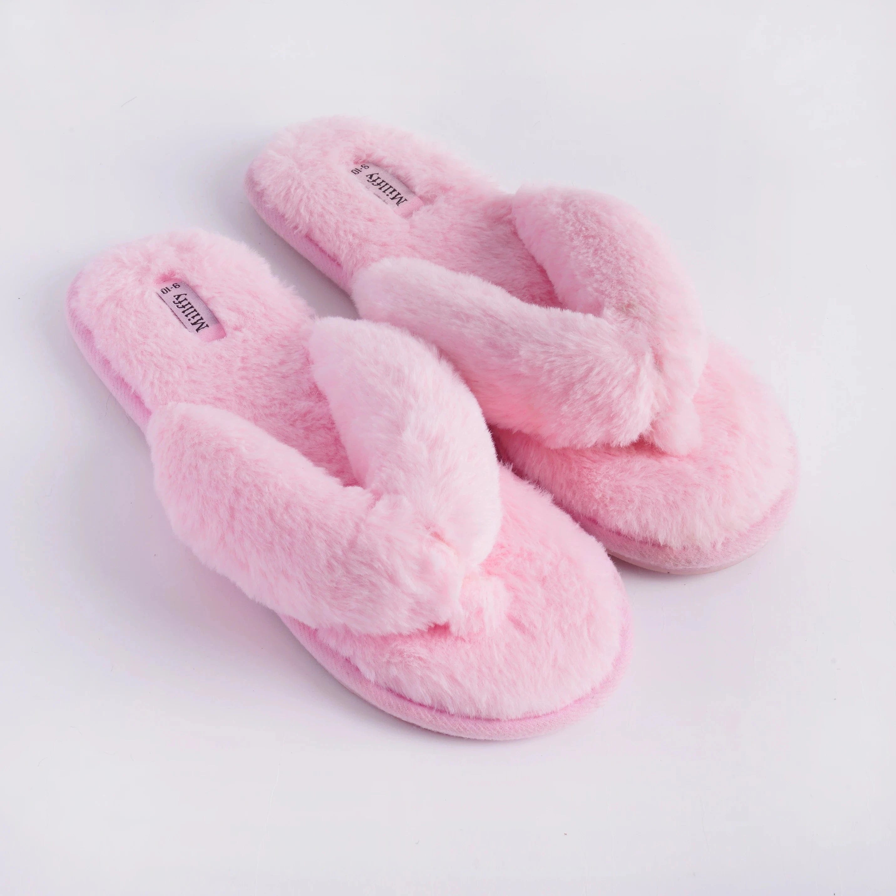 Chaussons Tongs en Fausse Fourrure Rose / 37-38
