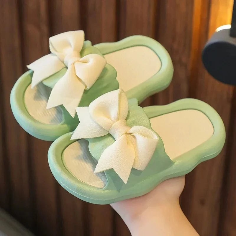 Claquettes pour Enfant Fille à Noeud Vert / 22-23