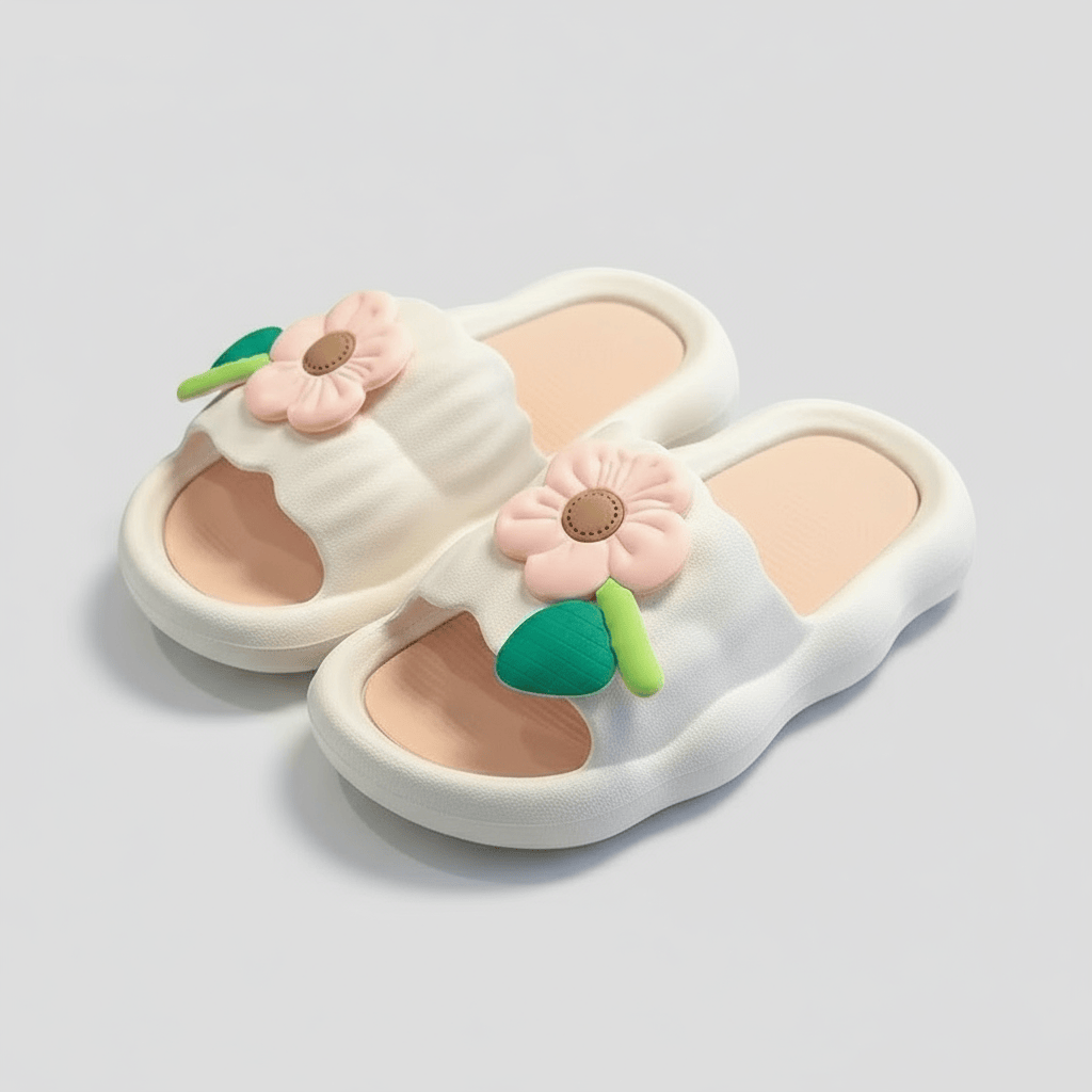 Claquettes à Fleur pour Enfant Blanc / 22-23