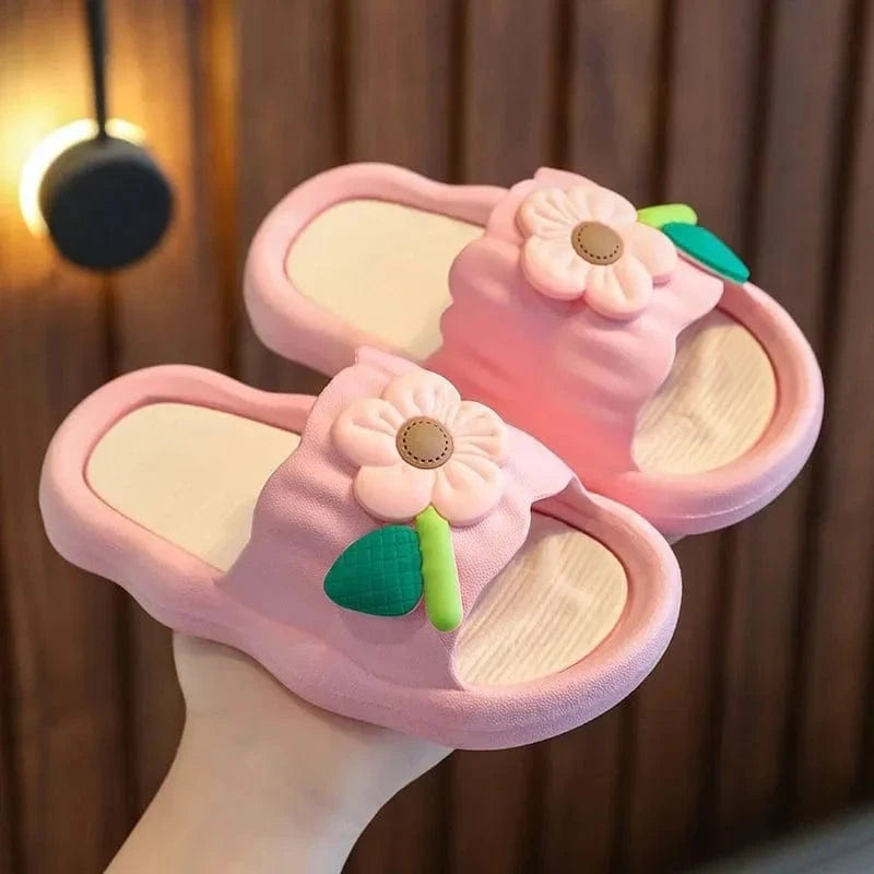 Claquettes à Fleur pour Enfant Rose / 22-23