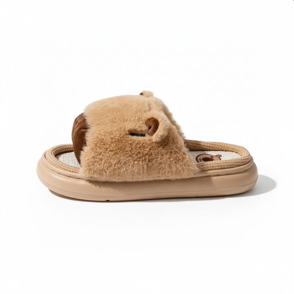 Claquettes Fourrure Capybara Femme Bochausson vue de face
