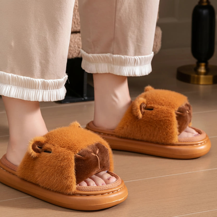Claquettes Fourrure Capybara Femme Bochausson vue complete