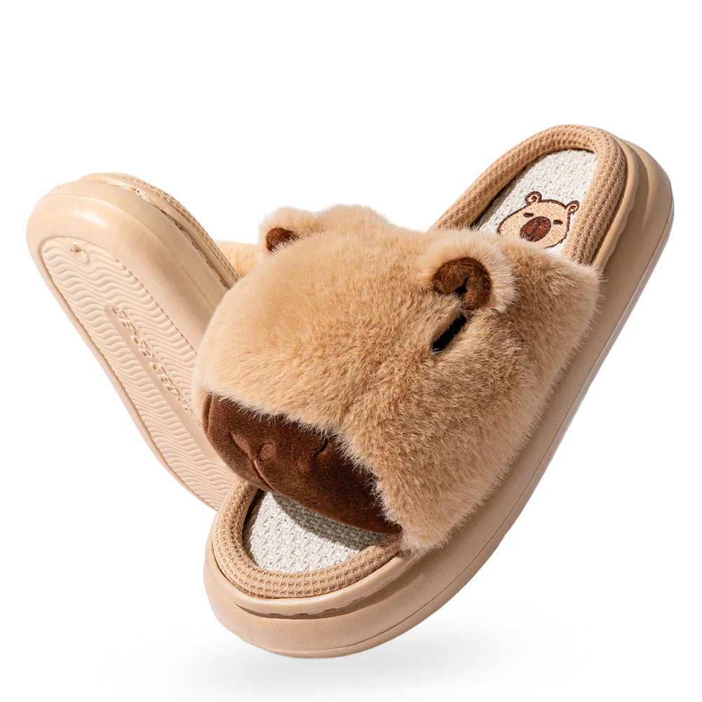 Claquettes Fourrure Capybara Femme Bochausson vue de profil