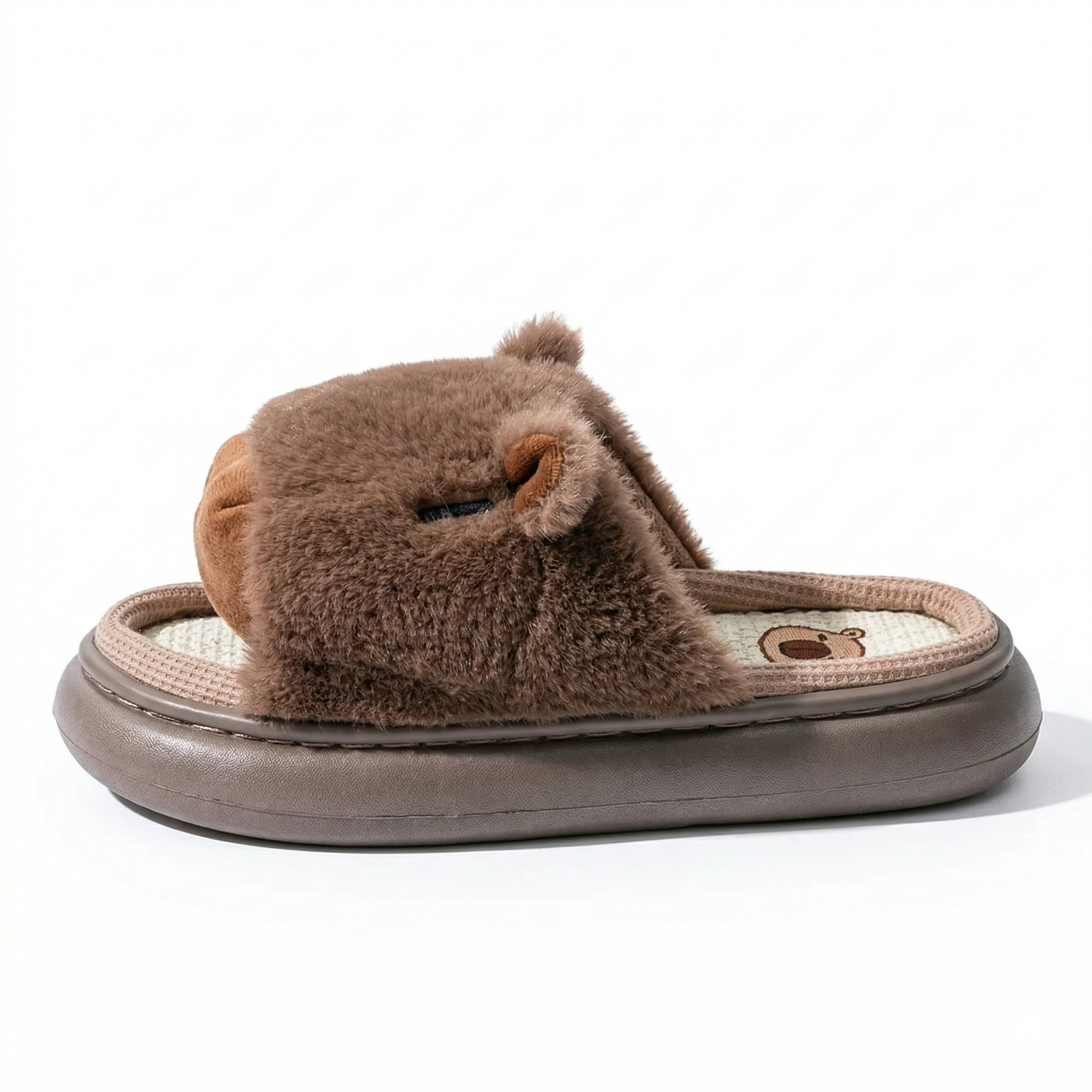 Claquettes Fourrure Capybara Femme Bochausson vue portee