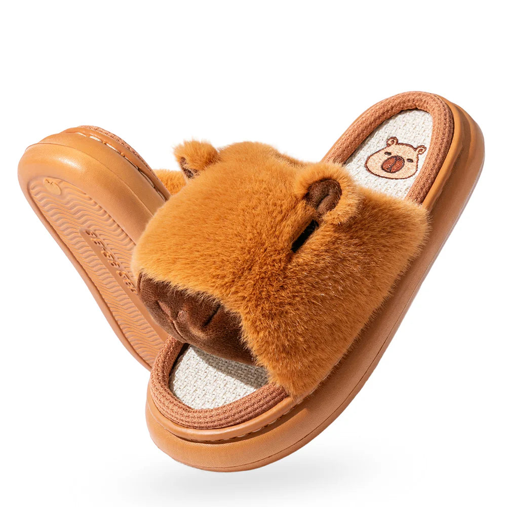 Claquettes Fourrure Capybara Femme Bochausson mise en scene