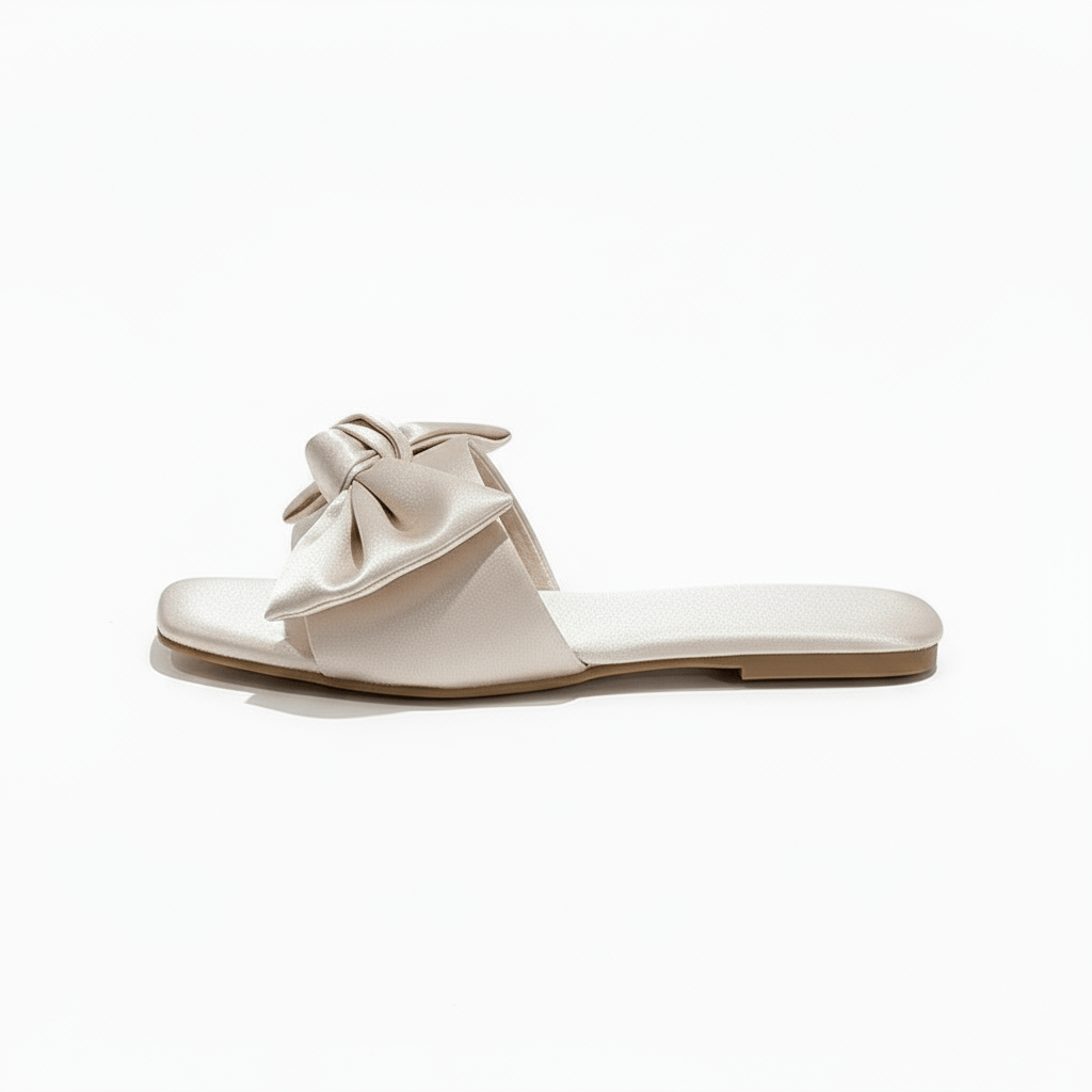 Claquettes Noeud en Satin pour Femme Blanc cassé / 35