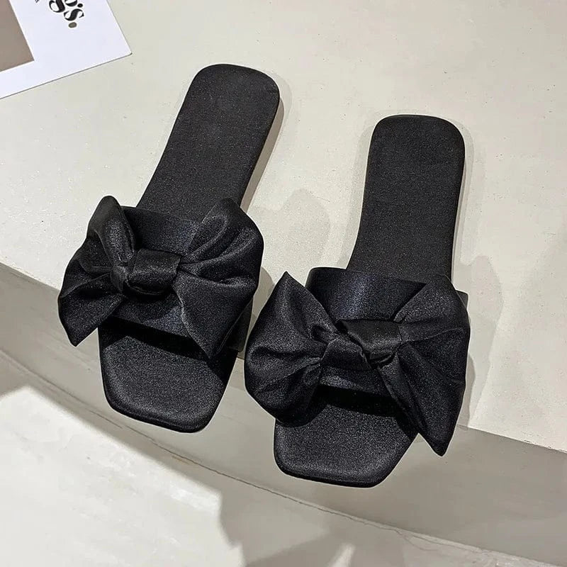 Claquettes Noeud en Satin pour Femme Noir / 35