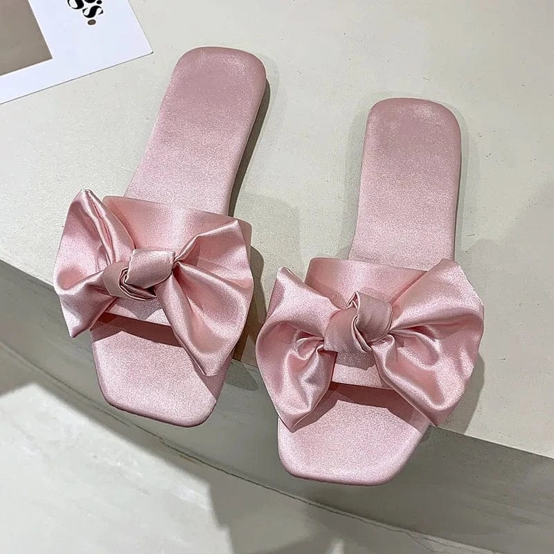 Claquettes Noeud en Satin pour Femme Rose / 35