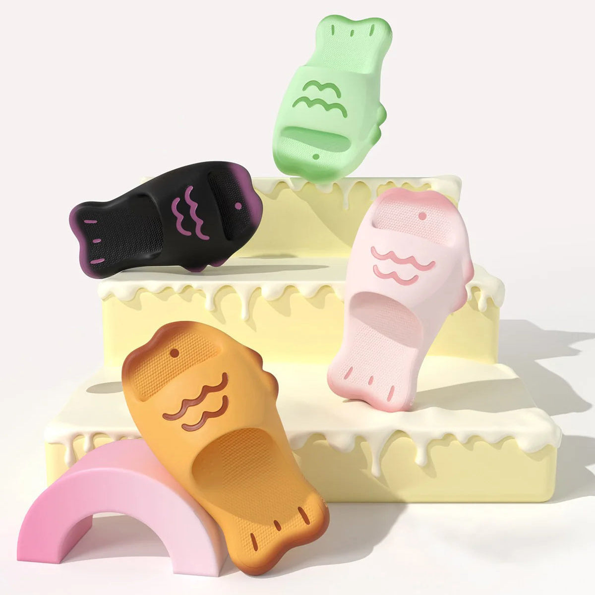 Claquettes Poisson Kawaï Femme Été Bochausson vue portee