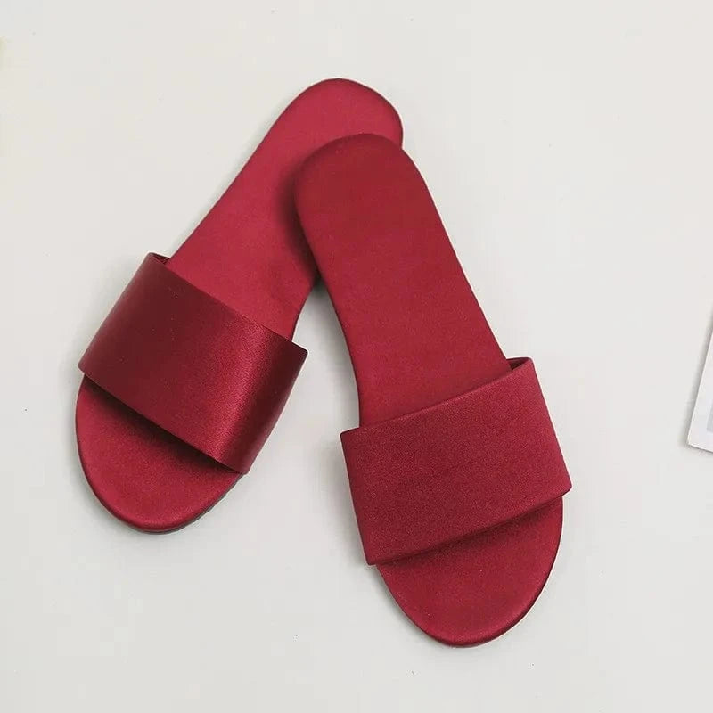 Mules en Satin pour Femme Rouge Foncé / 34-35