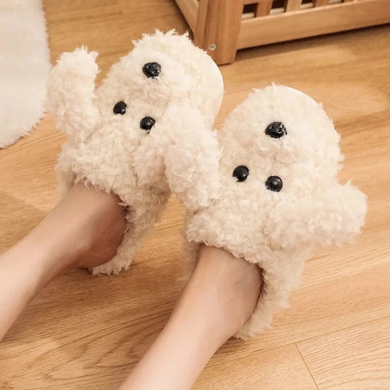 Pantoufle Chien pour Femme Blanc cassé / 34-35