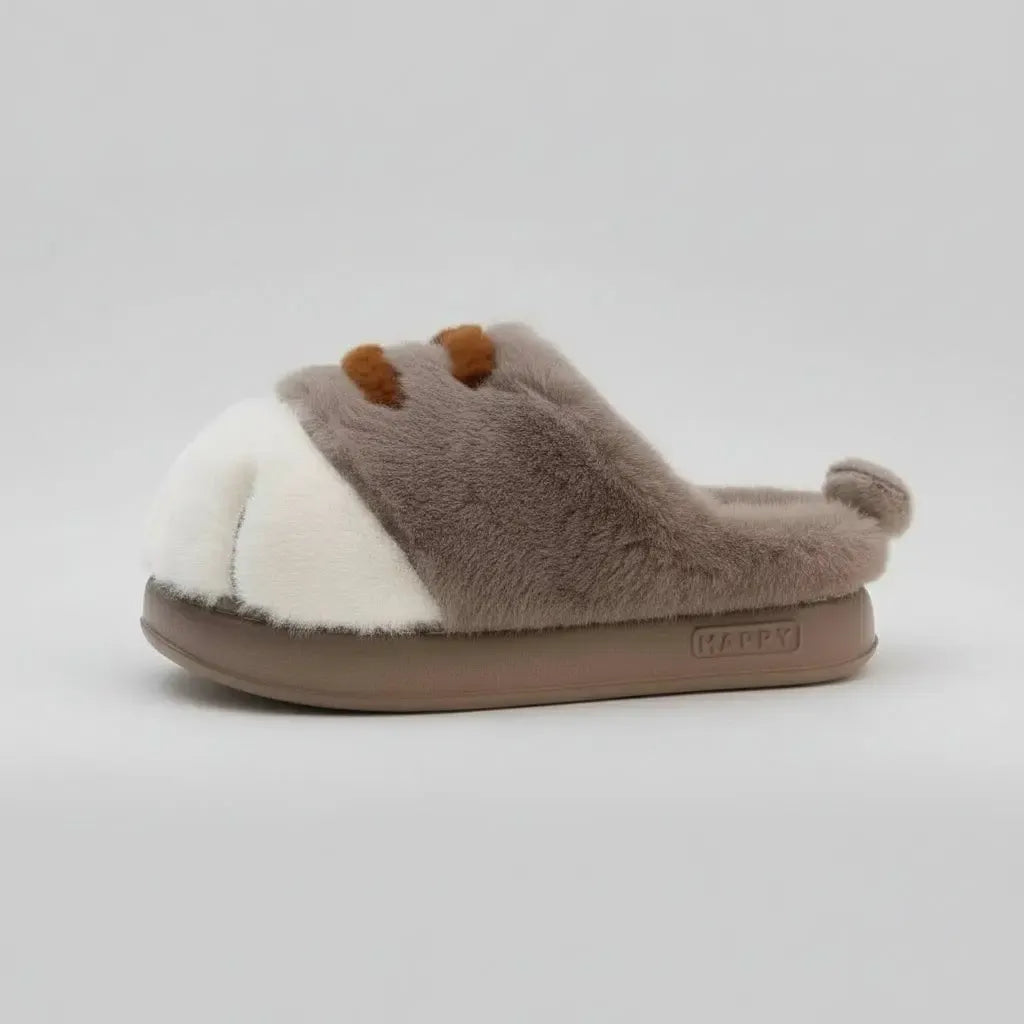 Pantoufles Pattes de Chat Taupe / 34-35