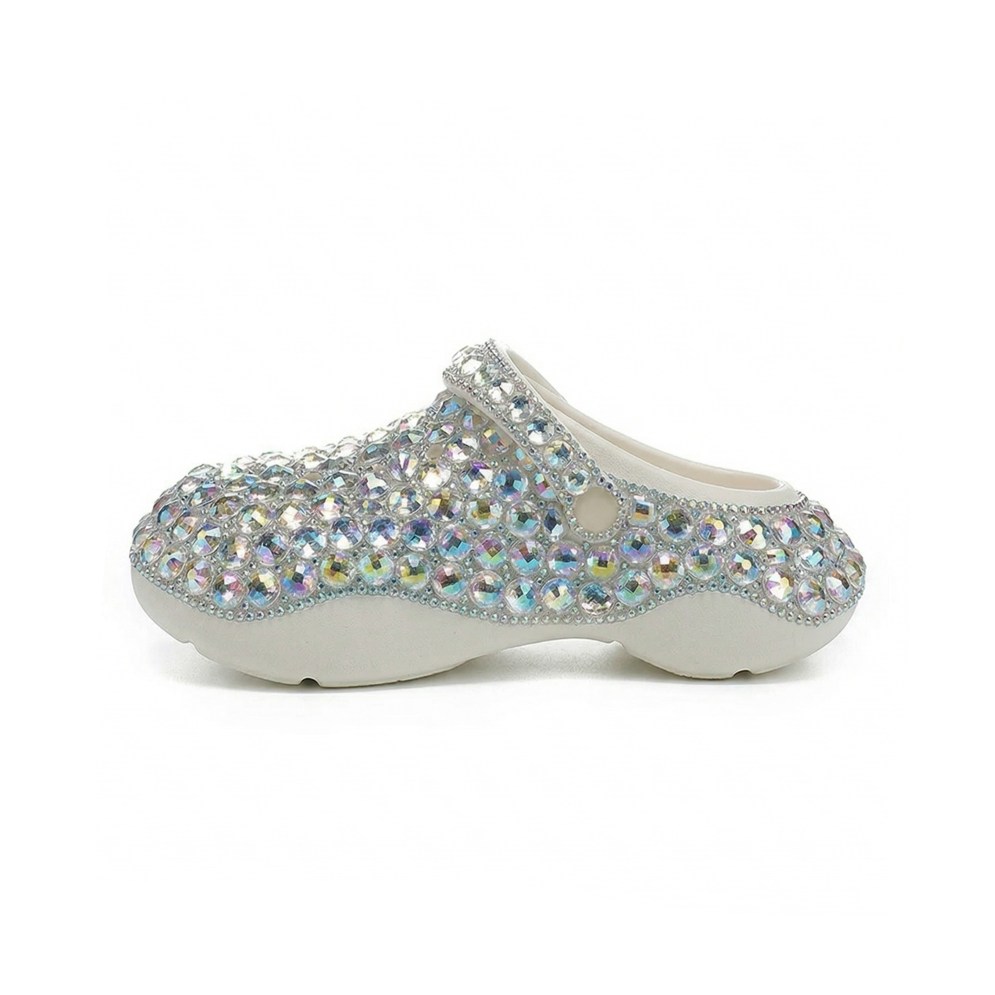 Sabot Paillettes Cristal Argent Bochausson vue de face