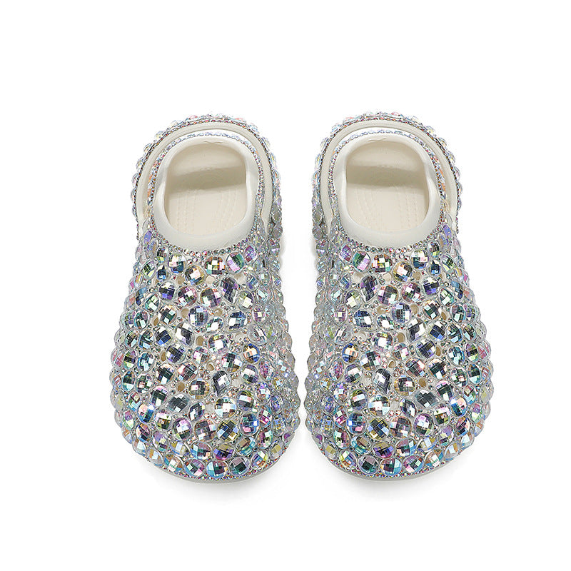 Sabot Paillettes Cristal Argent Bochausson vue de profil