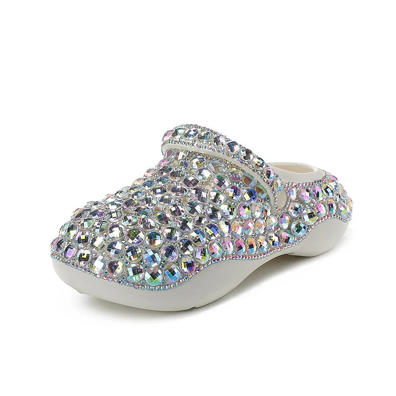 Sabot Paillettes Cristal Argent Bochausson vue arriere