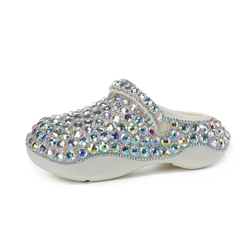 Sabot Paillettes Cristal Argent Bochausson vue de cote